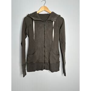 Lululemon Women's Grey / Green Full Zip Hooded Scuba Sweatshirt‎ Size 6